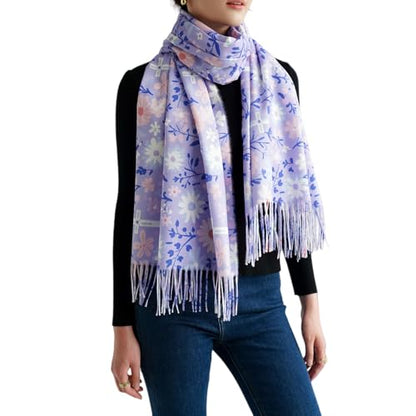 Prayer Shawls for Women Christian Floral Blanket Scarf with Cross,Wrap Scarf for Teacher Mother Church Gifts - color: Purple