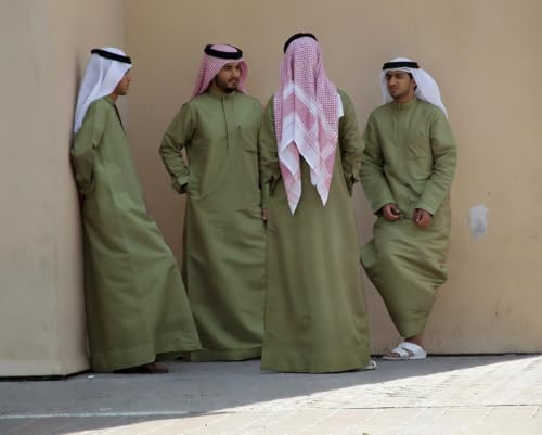 HOMELEX Men's Muslim Clothes Thobe Middle East Kaftan Saudi Arab Caftans Islamic Abaya Dress Dubai Robes - color: Green-2, size: Large