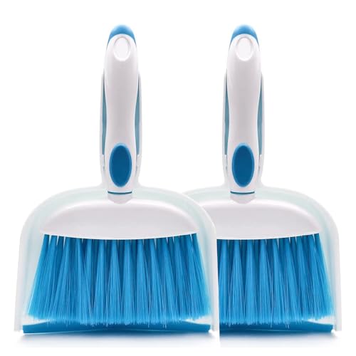 Small Broom and Dustpan Set, Small Dustpan and Brush Set, Mini Dust pan and Brush, Hand Broom and dust pan, Mini dustpans are Ideal for Cleaning Little Areas Like desks, Kitchens, pet Rooms. (2 Set) - size: 2pcs