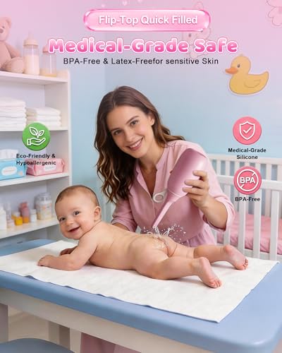 Flip-Top Peri Bottle-400ml Leakproof Portable Bidet with Single-Hole Boost Technology, Easy-Fill Design & Hook Storage, Medical-Grade BPA-Free for Postpartum Recovery, Feminine Hygiene & Travel(Pink)