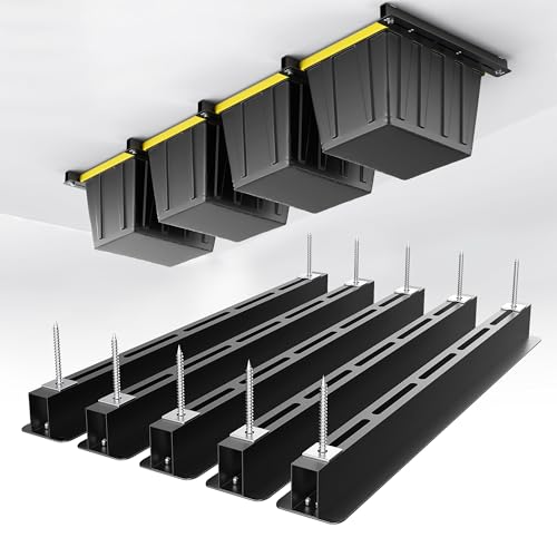 EVERHANGER Ceiling Storage Rack, Heavy Duty Overhead Garage Storage Rack, Adjustable Ceiling Bin Storage System, 5 Sets for 4 Bins, 26 Inch - style: For 4 Bins