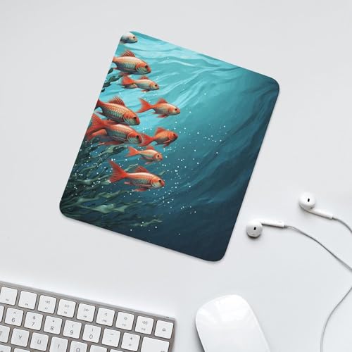 Square Mousepad Fish Aquarium Mouse Pad for Computer Mouse Mat Anti-Slip Rubber Mouse Pad for Office Laptop Waterproof Mouse Pads 8.7 * 7.1 * 0.1 Inch