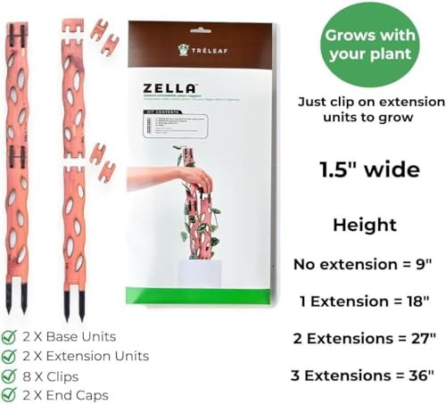 Zella Regular Starter Kit – Wooden Extendable Plant Trellis for Indoor Climbing Houseplants – Modular Plant Support with 2 Bases + 2 Extensions - Moss Pole Alternative - size: Regular Kit
