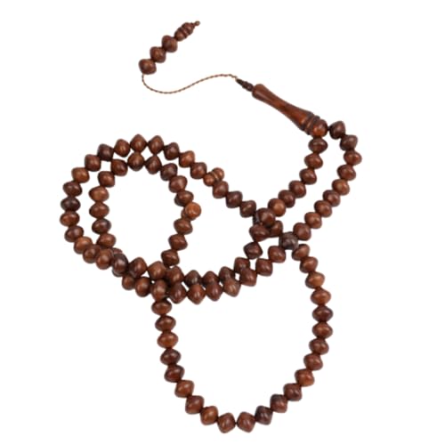 Islamic Prayer Beads (8mm – 99 Beads), Natural Stone Muslim Prayers Bead, Daily Dhikr Tasbeeh, Subha Tasbih Gift for Ramadan Hajj Umrah, Kuka Muslim Rosary, Spherical Cuts, Brown