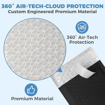 110-Pack Bubble Mailer 4'' x 8'' - Self-Sealing Waterproof Small Mailing Envelopes Padded Lightweight Shipping Bags for Accessories, Small Parts, Jewelry, Trading Cards, Compact Items 4x7 Usable Space - color: Black - 110 Pack