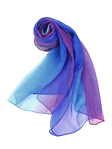 uxcell Women'sChiffon Sheer Long Scarf Silky Gradient Party - color: Royal Blue