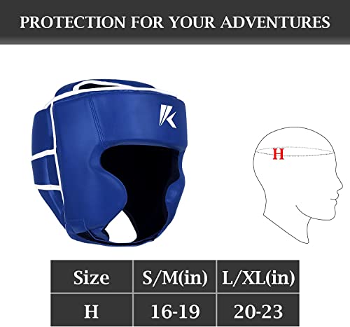 Kruzak Unisex Boxing Headgears - MMA Training, Adjustable Padded, Kara,Muay Thai Headgear, Kickboxing, Sparring, Martial Arts, Karate, Taekwondo MMA Body Equipment - color: Blue, size: Large-X-Large