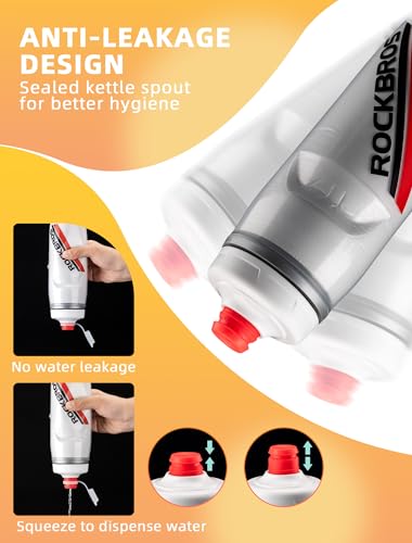 ROCKBROS Bike Water Bottle, 21oz Insulated Cycling Squeeze Bottle | 21oz Insulated Bike Bottle Keeps Drinks Cold for Hours, with Soft Squeeze Design, Leakproof Spout and Universal Cage Fit - color: Black
