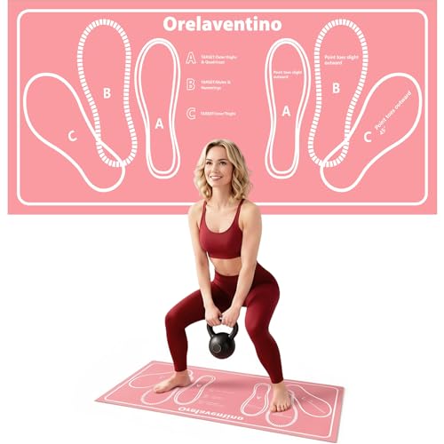 Squat Mat with Foot Position,Non-Slip Workout Mat for Squat & Leg Exercises - color: Pink