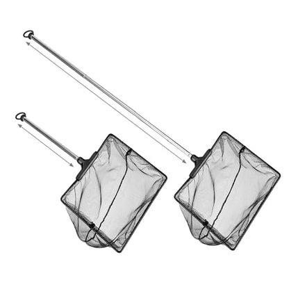 Aquarium Fish Net 10.8"x16.3" Rectangular Fish Net with 5.5"-16.3" Handle | Fine Mesh Nylon Fish Tank Accessory with Extendable Telescopic Plastic Handle - size: 6 inch
