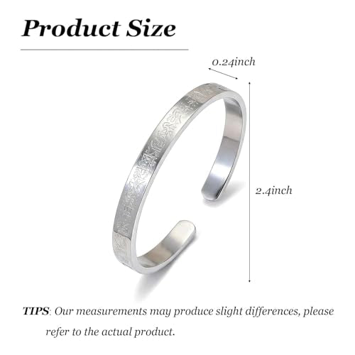 YANCHUN Ayatul Kursi Bracelet Islamic Arabic Jewelry Gifts Arabic Cuff Bracelet Gifts for Women Men Islamic Jewelry Gifts for Him - color: A1:silver bangles Bracelets