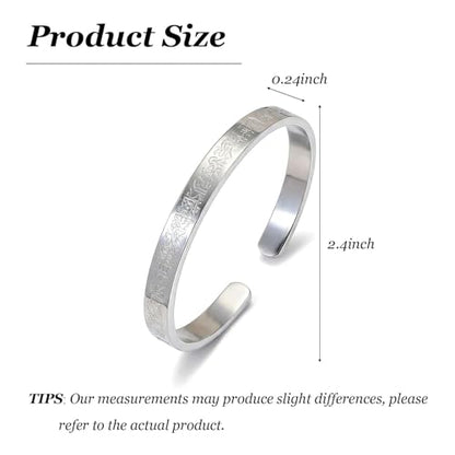YANCHUN Ayatul Kursi Bracelet Islamic Arabic Jewelry Gifts Arabic Cuff Bracelet Gifts for Women Men Islamic Jewelry Gifts for Him - color: A1:silver bangles Bracelets