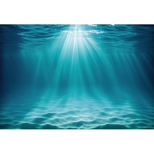 Renaiss 5x3ft Underwater Sunlight Backdrop Deep Ocean Sun Ray Background for Photography Undersea Blue Water Seabed Tropical Summer Holiday Hawaiian Luau Birthday Party Decors Photo Booth Props - color: Sea769, size: 5x3ft
