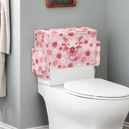 Axolotl Strawberry Vertical Bathroom Storage Toilet Cover Space-Saving Design Toilet Tank Cover with Storage Bags for Holds Toiletrie Books Mobile Phone - color: Axolotl Strawberry