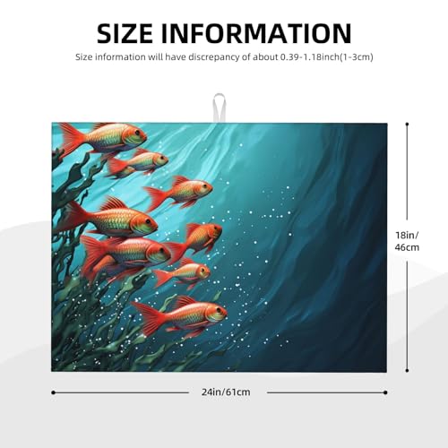 Dish Drying Mat for Kitchen Counter Super Absorbent Microfiber Kitchen Drying Mat Fish aquarium Non-slip Drainer Mats Extra Large Dish Rack Pad Kitchen Accessories 18"x24"