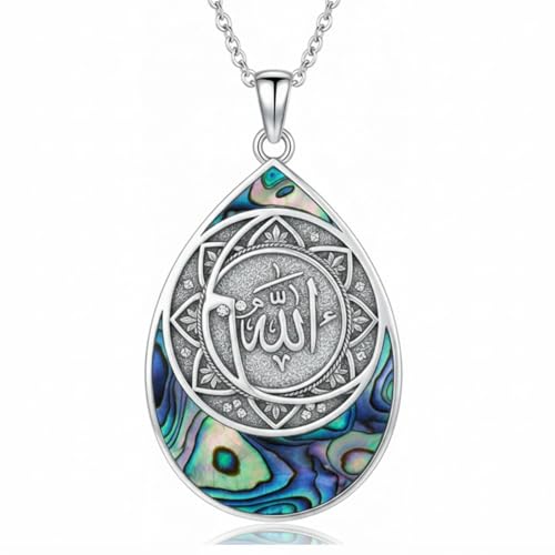 PROESS 925 Sterling Silver Hamsa/Allah Necklace Evil Eye Amulet Jewelry Gifts for Men Women - style: Teardrop Allah