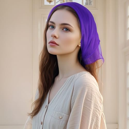Fengek 9 Pcs Chiffon Scarf, 27.6 Inch Square Solid Color Bandana Handkerchief Ribbon Scarves for Women Girls - color: Multicolor 4