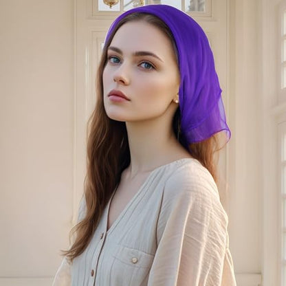 Fengek 9 Pcs Chiffon Scarf, 27.6 Inch Square Solid Color Bandana Handkerchief Ribbon Scarves for Women Girls - color: Multicolor 4