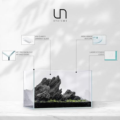 UNS Ultra Clear Rimless Tank - 25.6GAL | 97.2L - 23.62x14.17x17.71 | 60x36x45 CM, 6mm Glass Thickness, Leveling Mat Included - Low Iron, High Clarity Fish Tank w/ 45° Mitered Edge - [60T] - size: [60T] - 25.6 Gal - 23.62 x 14.17 x 17.71 in