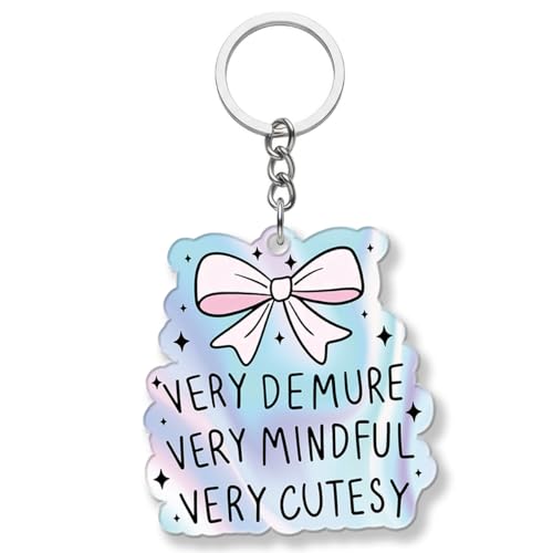 Funny Keychain Gift for Teenager from Mom Dad, Demure Mindful Cutesy Keychain, Gift for Daughter Kids Go to College/Graduation Presents - color: Pink Coquette Bow
