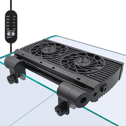 Upgrade Aquarium Fan with Memory Function,Fish Tank Cooling Fan,Aquarium Cooler Water Chiller for Axolotl Betta Fish Accessories with Adjustable Speed and Timer - size: 2 fan