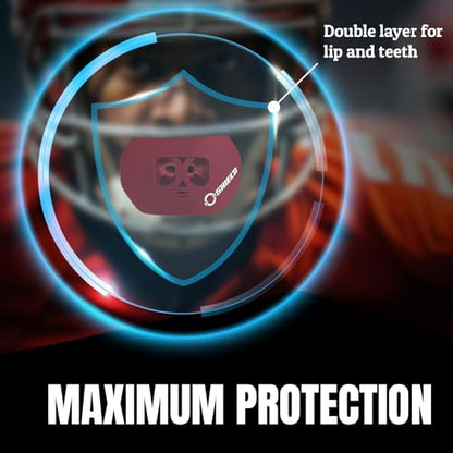 O Shield Core Football Mouth Guard, Detachable Strap | Football Mouth Guard with Detachable Strap — No-Boil Ready Fit, BPA-Free, Brace-Friendly, Includes Carrying Case - color: Maroon