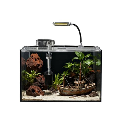 2.5 Gallon Fish Tank Starter Kits, with Led Light, Filter Pump, Cover, Small Fish Tank Betta Aquarium (30x18x20CM) - size: 2.5 Gallon