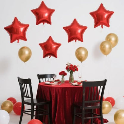 Red Star Balloons Foil Mylar Balloon Set Helium Metallic 12pcs 18 Inch Red Birthday Decorations Graduation Decorations 2026 Party Decoration Baby Shower Anniversary Wedding - style: Red