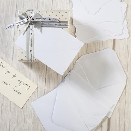 100 Pack Mini Envelopes with Blank Note Cards, White | 4 x 2.7 Inches, Self-Adhesive, Small Business Card Size - color: White-White