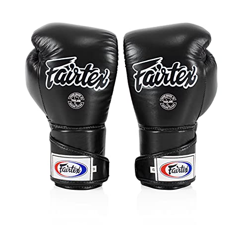 Fairtex BGV6 Angular Boxing Gloves, Locked Thumb Muay Thai MMA Kickboxing | Premium synthetic body with triple-layer foam padding. Joint protection and firm wrist support safeguard hands on heavy bags - color: Black, size: 16oz