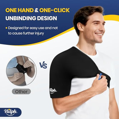 Hilph 3D Double-Layer Gel Shoulder Ice Pack Wrap Rotator Cuff Cold Therapy | Reusable Flexible Shuolder Ice Sleeve for Surgery Recovery, Muscle Relaxation & Swelling, Easy to Wear & Adjustable, Large - size: Large