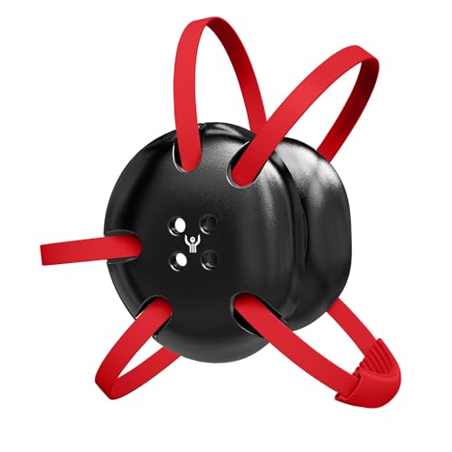 Classic Wrestling Headgear, Varsity Red Straps - style: Black w/ Varsity Red Straps