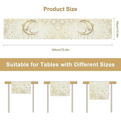 고딕 태양달 테이블 러너, 마녀 달 위상 천체 타로 별자리 신비로운 별 골드 주방 다이닝 테이블 러너, 실내 실외 가정 웨딩 파티 휴일 장식용, 33 x 91.4cm(13 x 36인치) - color: Sun Moon-5, size: 13"W x 36"L