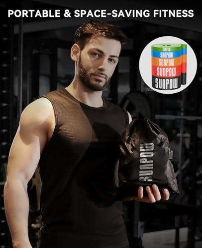 SUNPOW Pull Up Assistance Bands, Set of 5 Heavy Duty Resistance Bands for Men & Women, Natural Latex Exercise Bands for Pull-Up Progression, Home Workout, Strength Training, Mobility & Stretching - color: Colourful