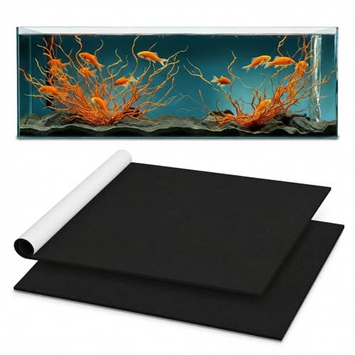Pangda 1 Pcs 48 x 24 Inch Aquarium Fish Self Leveling Mat for Under Tank 5mm Thick Foam Compressible Neoprene Mat with Adhesive Backing Shockproof Waterproof Easy to Cut Stability, Black - size: 48 x 24 Inch