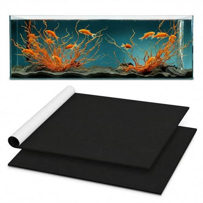 Pangda 1 Pcs 48 x 24 Inch Aquarium Fish Self Leveling Mat for Under Tank 5mm Thick Foam Compressible Neoprene Mat with Adhesive Backing Shockproof Waterproof Easy to Cut Stability, Black - size: 48 x 24 Inch