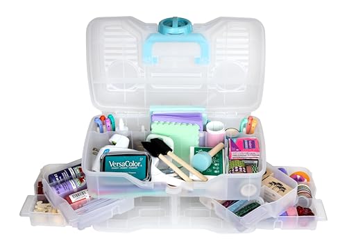 Clear Plastic Organizer - ArtBin - Small Parts Organizer - for DIY Arts & Crafts Storage Boxes & Organizers, Sewing Storage - Storage Box with Compartments, Project Box - Medium (4 Pivot Trays) 6943PB - style: Medium (4 Pivot Trays)