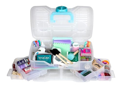 Clear Plastic Organizer - ArtBin - Small Parts Organizer - for DIY Arts & Crafts Storage Boxes & Organizers, Sewing Storage - Storage Box with Compartments, Project Box - Medium (4 Pivot Trays) 6943PB - style: Medium (4 Pivot Trays)