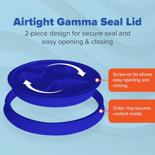 5 Gallon Bucket - Food Grade w/Lid BPA-Free, Black/Blue, 3 | Airtight Gamma Seal Screw-On Lid, Heavy-Duty 90 Mil HDPE Plastic, Food Safe and Durable Container, Bulk Storage, Made in USA - color: Black/Blue, size: 3 Packs