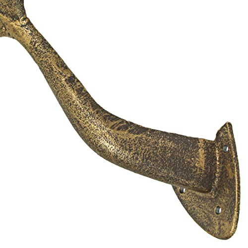 Bronze Finish Cast Iron Whale Tail Decorative Garden Hose Holder Wall Mounted Hook - Easy Install - Home Storage - Outdoor Nautical Decor - 10.5 Inches High | Nautical Wall Hook Form, 9.5 Inch Wide, 8.5 Inch Deep, Three-Point Mount with Bolts and Anchors