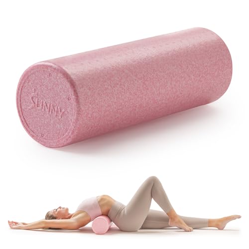 Sunny Health & Fitness High-Density Foam Roller 12" to 36", for Stretching & Muscle Recovery – Black, Blue, Pink - color: Pink, size: 24-Inch