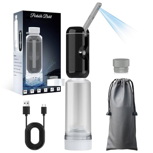 Portable Bidet for Travel, Rechargeable Travel Bidet Sprayer Fits Various Sizes of Water Bottles, Waterproof High Pressure Handheld Bidet for Women Men Personal Hygiene, Black - color: Black