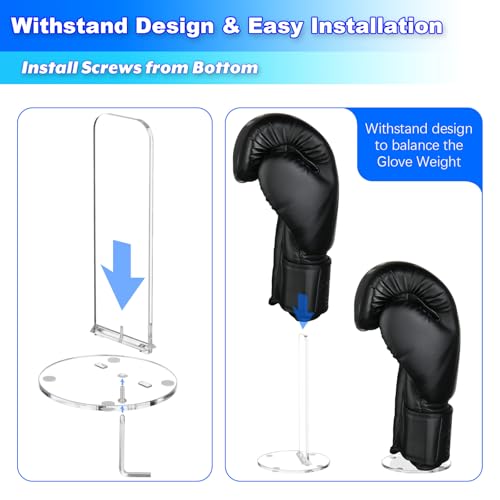 Cosmos 1 Pair Boxing Glove Holder Rack Boxing Gloves Display Stand Sports Gloves Vertical Display Rack Desk Stand, Acrylic Stand & Withstand Design