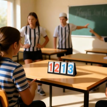 Scoreboard, 4-Digit Portable Flip Scoreboard for Tabletop, Red and Blue Numbers, 6.3 x 15 in / 16 x 38 cm, for Tennis, Basketball, and All Sports Games