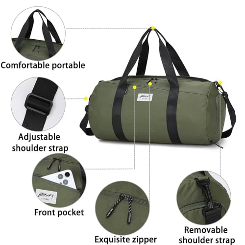 BESMART Gym Bags for Men with Side Pocket，38L Large Sports Gym Duffle Bag | Adjustable Strap&Shoe Compartment, Waterproof, Spacious, Wet Pocket, Durable Duffel Bag for Gym,Travel, Fitness,Olive Green - color: Olive green-with TPU pocket