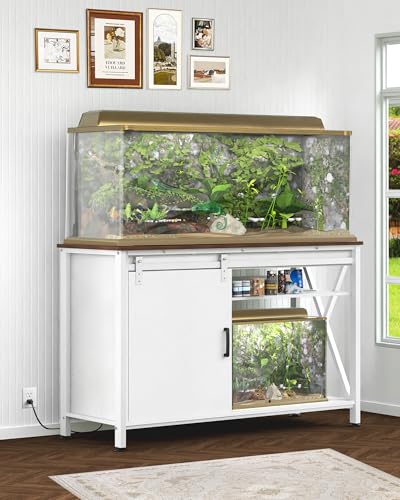 Aquarium Stand with Sliding Door,55-75 Gallon Fish Tank Stand,White - color: White, size: 55-75 Gallon