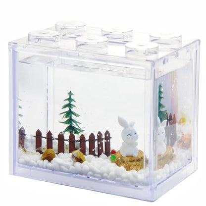 Small Betta Fish Tank, Stackable Mini Aquarium Tank Kit with Aquarium Gravel & Forest Micro Landscape, 0.6 Gallon Acrylic Cube Fish Bowl for Sea Monkeys Shrimp Snails (Clear) - color: Clear