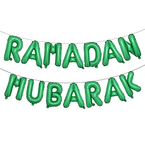 16inch Rose Gold Eid MUBARAK Foil Balloons Party Decoration Supplies Ramadan Decoration Gold EID Balloons For Muslim EID Ballon (RAMADAN Green) - color: Ramadan Green