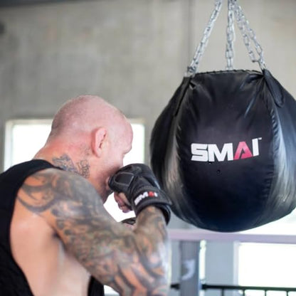 SMAI Leather Hybrid MMA Sparring Gloves: Premium Leather for Kickboxing, Cage Fight, Striking, Grappling, Martial Arts, and Heavy Bag Training. Open-Palm Design for Men and Women. - size: X-Large
