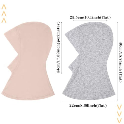 4 Pieces Modal Hijab Cap Adjustable Muslim Stretchy Turban Full Cover Shawl Cap Full Neck Coverage for Lady - color: Gray, Light Pink, Dark Blue, Black